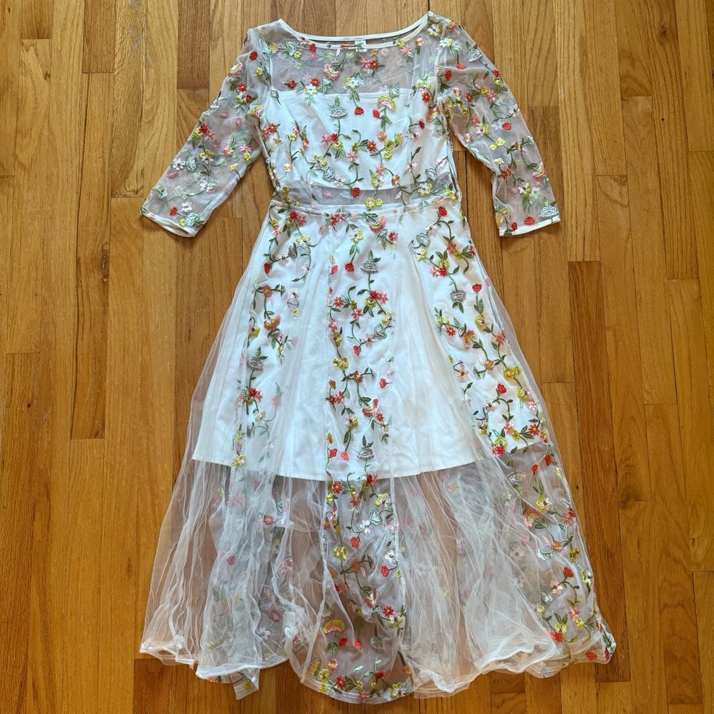Floral Embroidered Sheer Dress